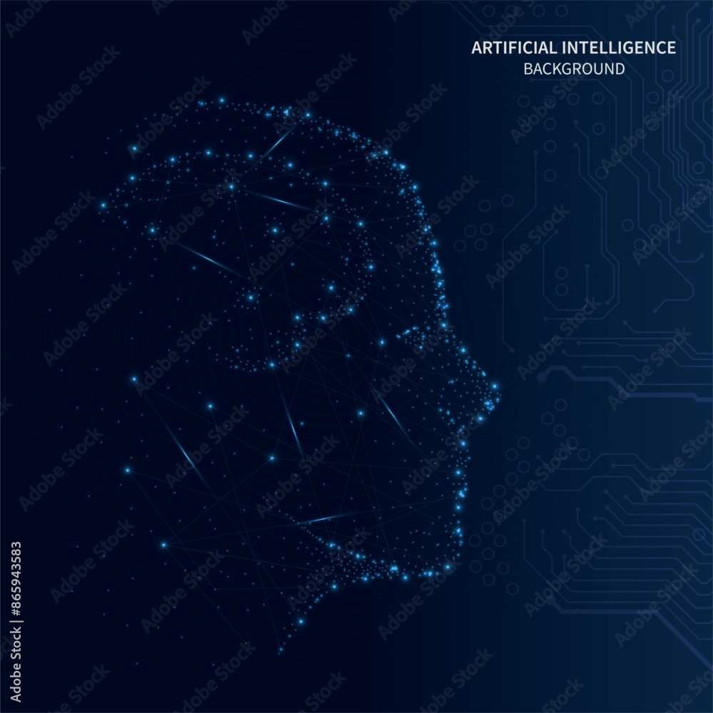 Obraz premium Human head with a luminous brain network, consciousness, artificial intelligence. Electronic brain and Concept of artificial intelligence(AI).