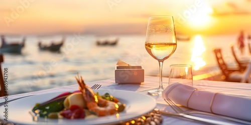 Fine Dining and Luxury Travel Experience at an Exclusive Restaurant. Concept Fine Dining, Luxury Travel, Exquisite Cuisine, Exclusive Restaurant, Memorable Experience photo