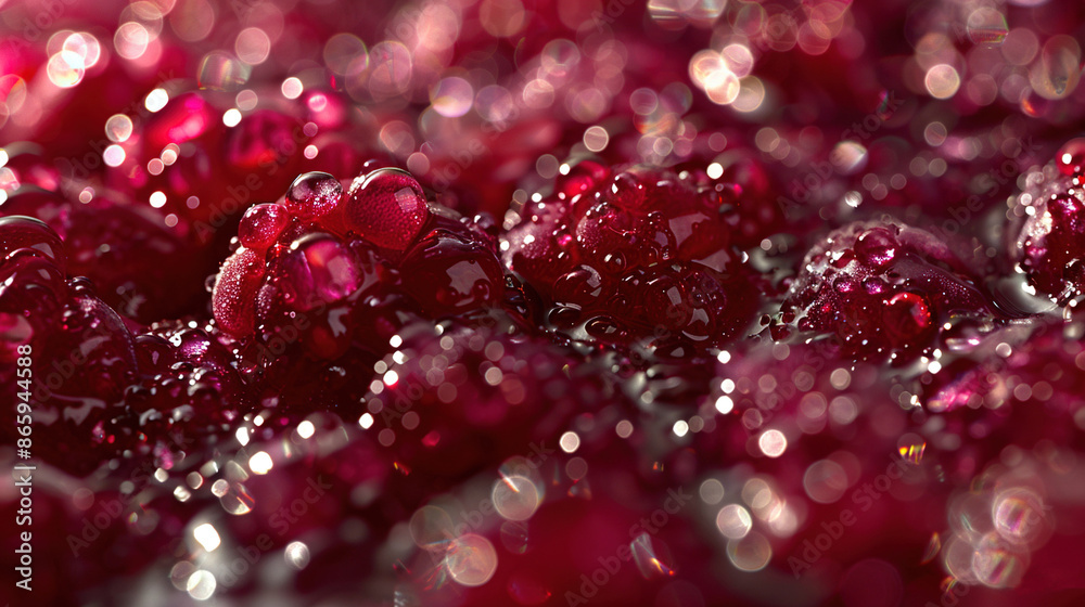 Close-up of raspberries with water droplets on top and bottom Close-up of raspberries with water droplets on top and bottom
