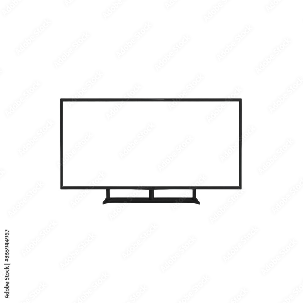 Black Flat Screen Television On White Background