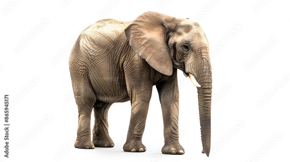 Obraz premium African elephant - Loxodonta africana female. Animals isolated on white background.