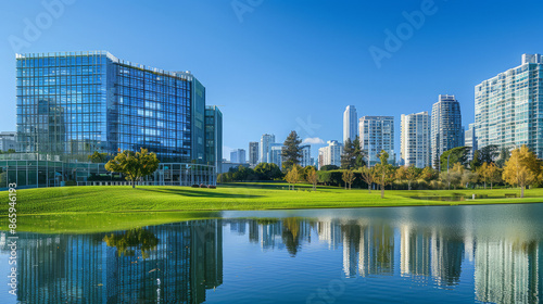 Skyscrapers in the afternoon with blue sky © DreamyStudio