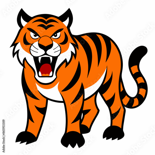 A angry tiger cartoon vector isolated on white background