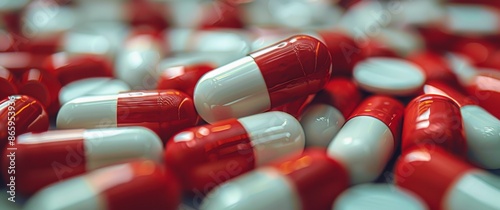 Close Up of Red and White Pills in a Pile