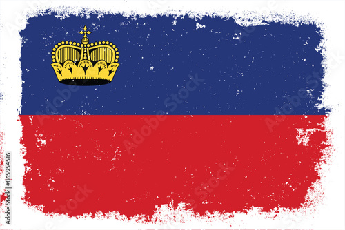 Vintage flat design grunge liechtenstein flag background