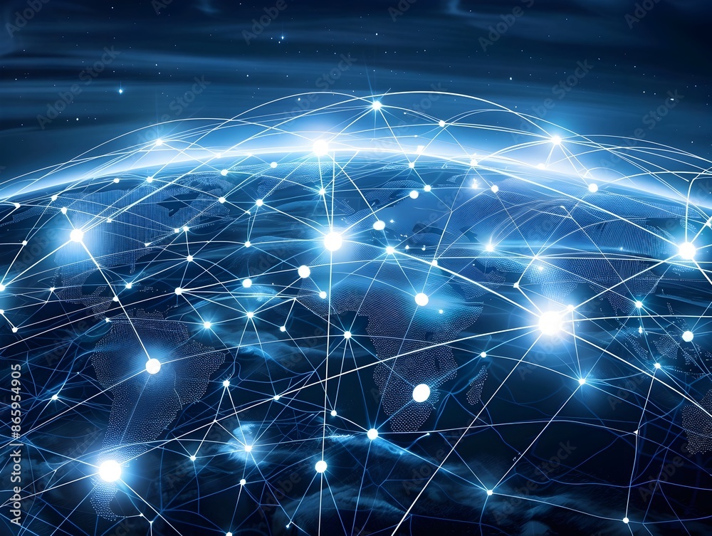 Global Network Connection with Clear Space and Digital World Map Global Network Connection with Clear Space and Digital World Map