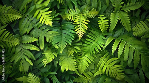 Closeup of lush fern leaves, natural and green, selective focus, forest floor theme, vibrant, manipulation, woodland backdrop