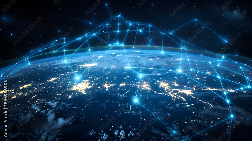Glowing Global Network Connection with Clear Space Glowing Global Network Connection with Clear Space