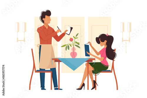 Woman Dining at Restaurant
