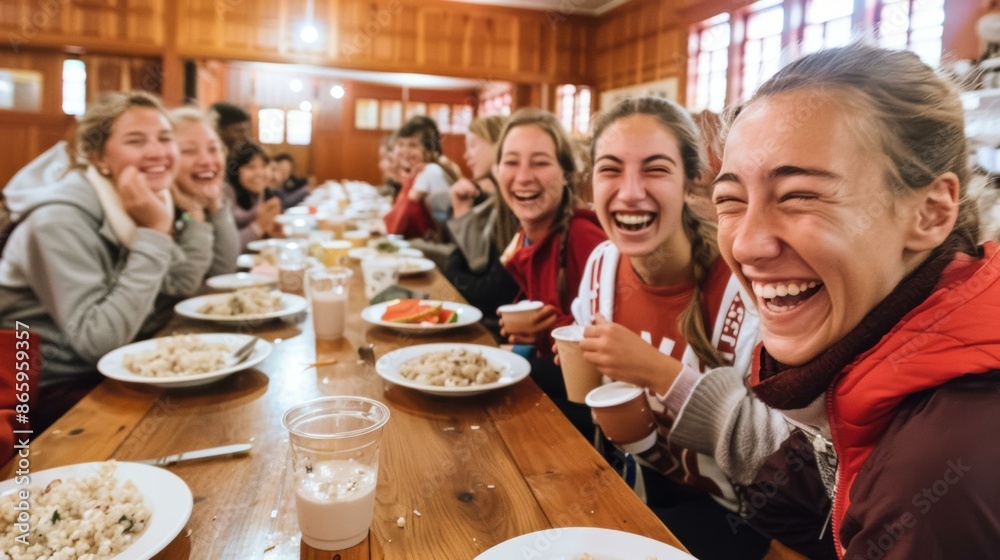 A group of a bunch of girls sitting at a table eating. AI. A group of a bunch of girls sitting at a table eating. AI.