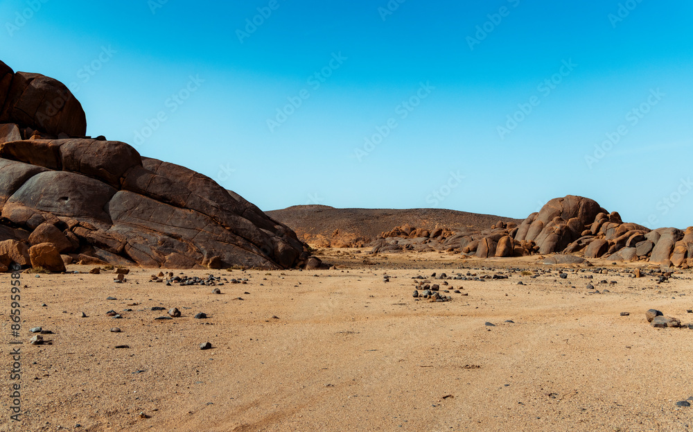 landscape in the Sahara desert with sky and clouds landscape in the Sahara desert with sky and clouds