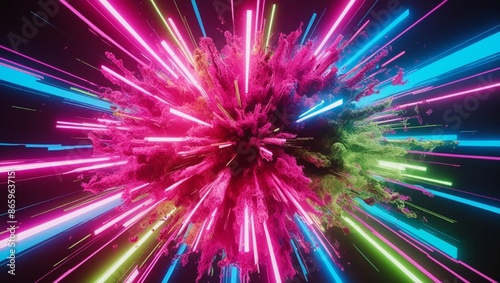 An_explosion_of_vibrant_colors_resembling_a_digital_gl