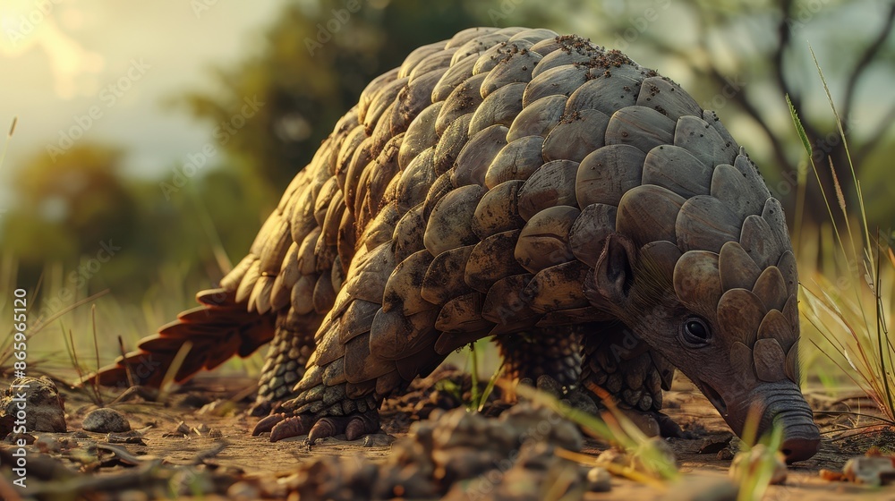 A Pangolin searches for insects in the African savanna A Pangolin searches for insects in the African savanna
