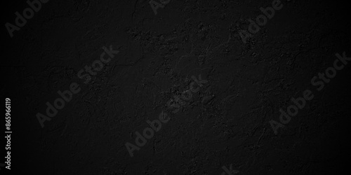 Abstract black stone wall texture grunge rock surface. Old wall stone for dark black distressed grunge background wallpaper. rough concrete wall. dark gray background backdrop. wide panoramic banner.