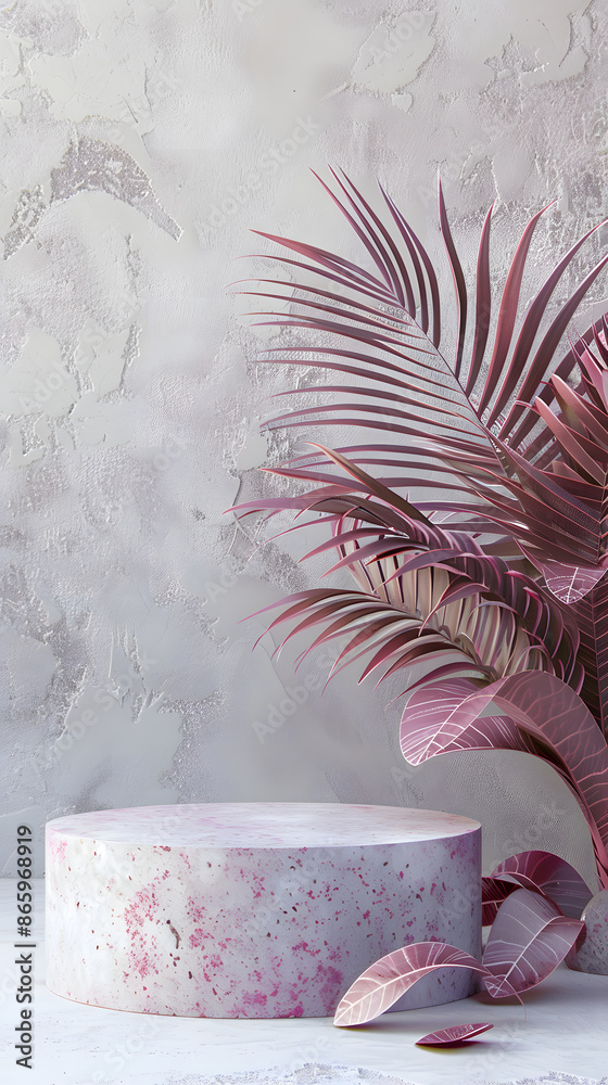 custom made wallpaper toronto digitalRealistic product podium with fantastic tropical leaves. Product podium scene design to showcase your product. Realistic 3d vector illustration