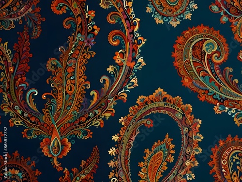 Intricate paisley fabric with swirls