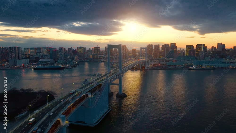 Aerial view of Tokyo skyline and rainbow bridge. City view with Tokyo Tower, Tokyo, Japan. Aerial view of Tokyo skyline and rainbow bridge. City view with Tokyo Tower, Tokyo, Japan.