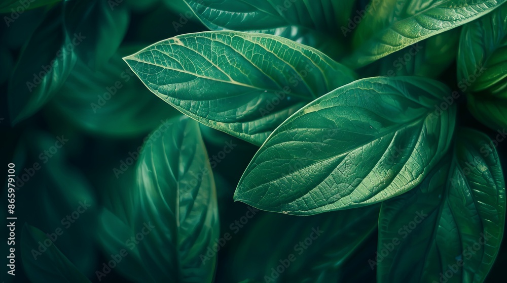 Green tropical plant close-up