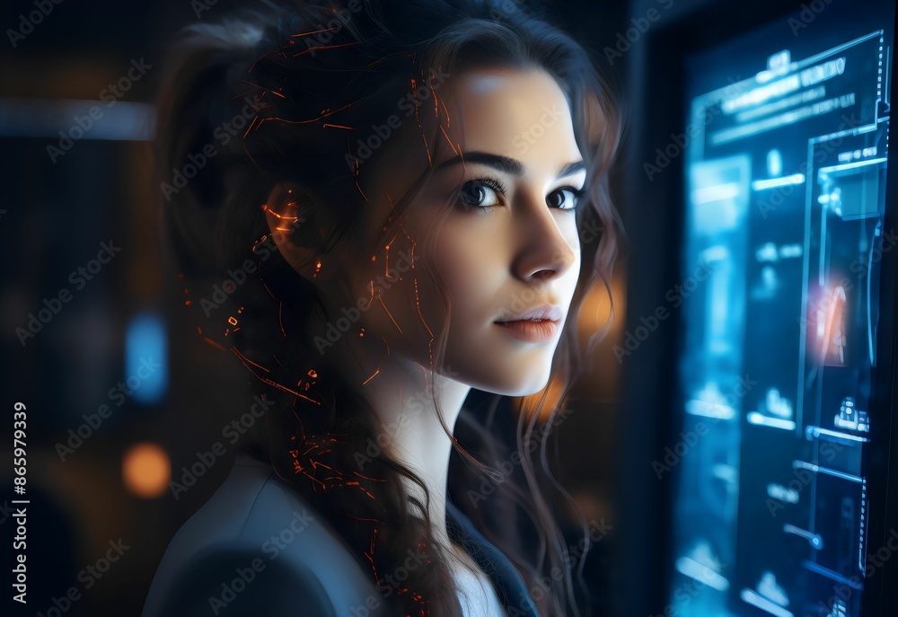 scanning women face in modern face recognition system scanning women face in modern face recognition system
