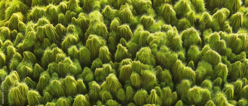 Panoramic close-up, high detail scan of feather moss material, Generative AI Panoramic close-up, high detail scan of feather moss material, Generative AI