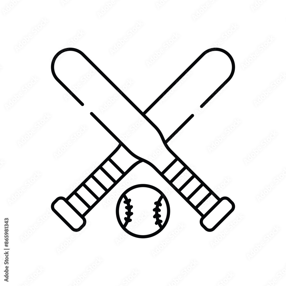 Baseball Bat And Ball Crossed vector icon Baseball Bat And Ball Crossed vector icon