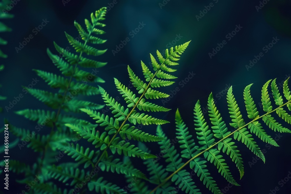 Top view of green fern leaves in a forest setting, showcasing their natural beauty and intricate patterns, ideal for backgrounds and nature-themed designs.