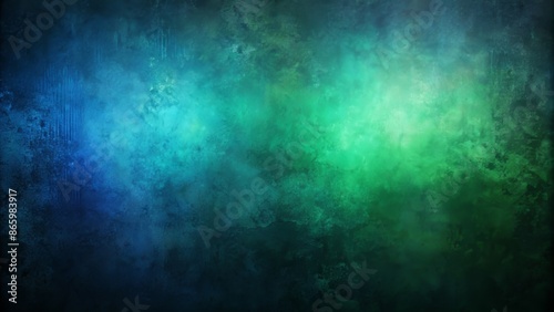 Dimly lit, sophisticated dark matte background featuring a mesmerizing gradient of black, blue, and green hues, perfect for elegant design elements. © Wanlop