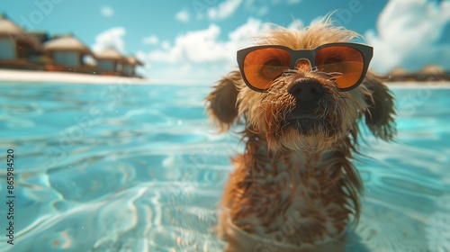 Vacation on Maldives: Dog with Sunglasses