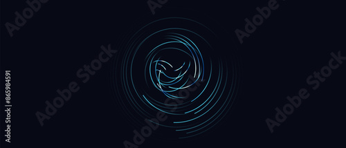 Chaotic Circle Lines. 3D Minimal Modern Vector with Abstract Rings and Ripple. Digital Concentric Flow Pattern with Circular Swirl Lines.