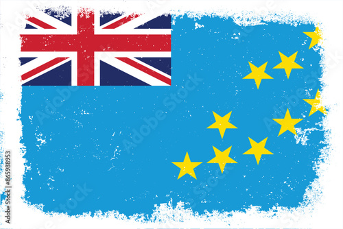 Vintage flat design grunge Tuvalu flag background