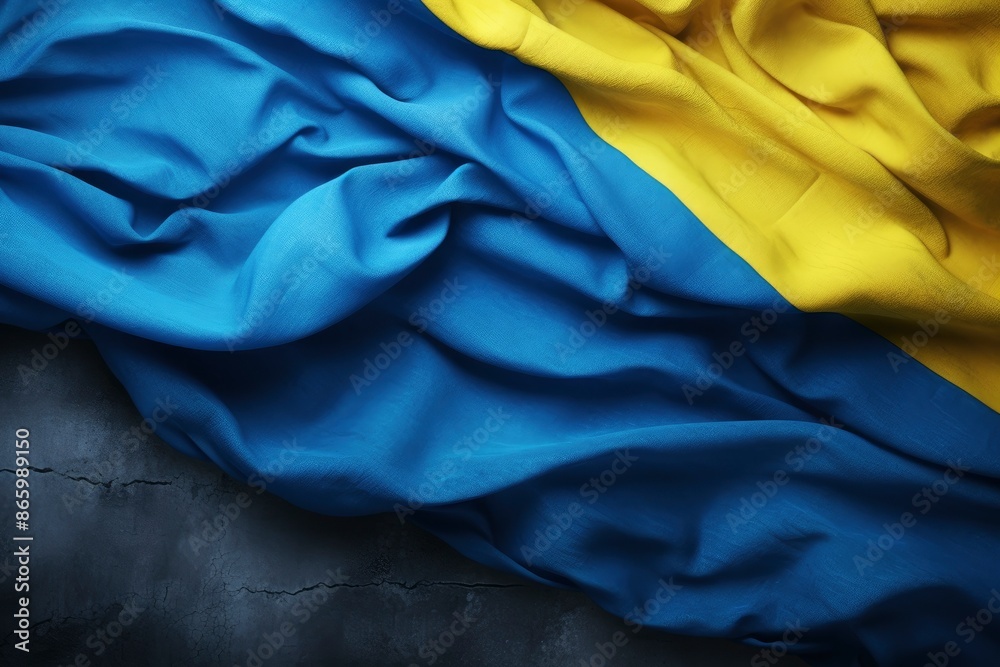 Ukraine Flag Poster design, realistic background - generative ai Ukraine Flag Poster design, realistic background - generative ai
