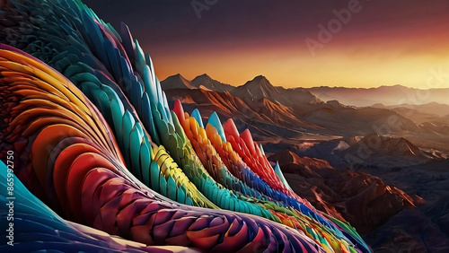  Graphic design mixcolor fantasy landscape photo