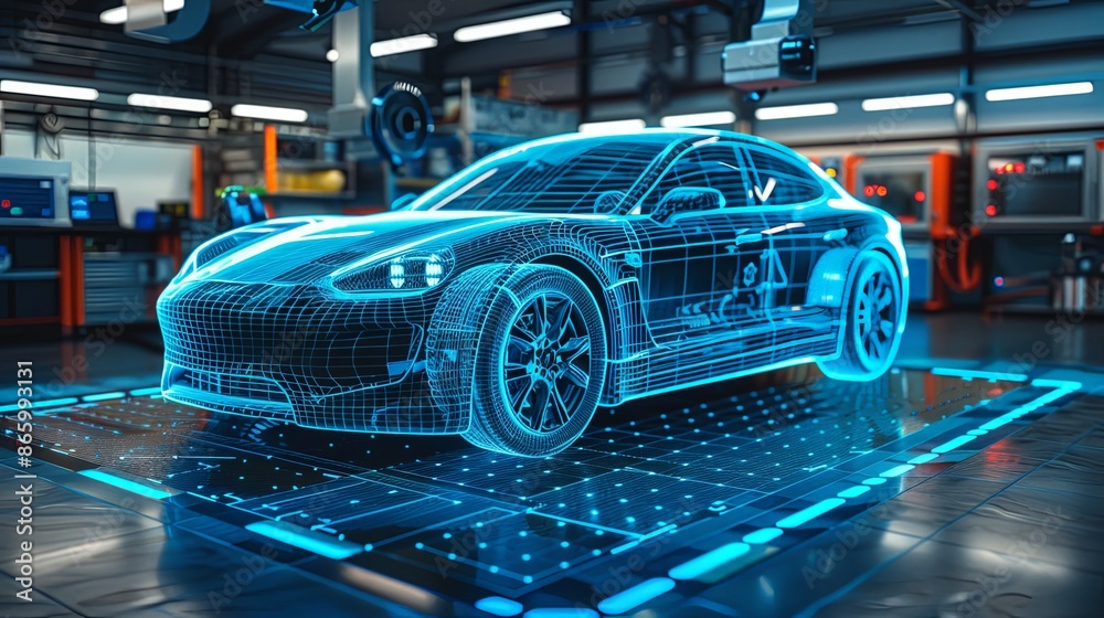 A visually striking wireframe of a futuristic electric sports car presented in a high-tech setting, highlighting innovative engineering and bold, contemporary automotive design. A visually striking wireframe of a futuristic electric sports car presented in a high-tech setting, highlighting innovative engineering and bold, contemporary automotive design.