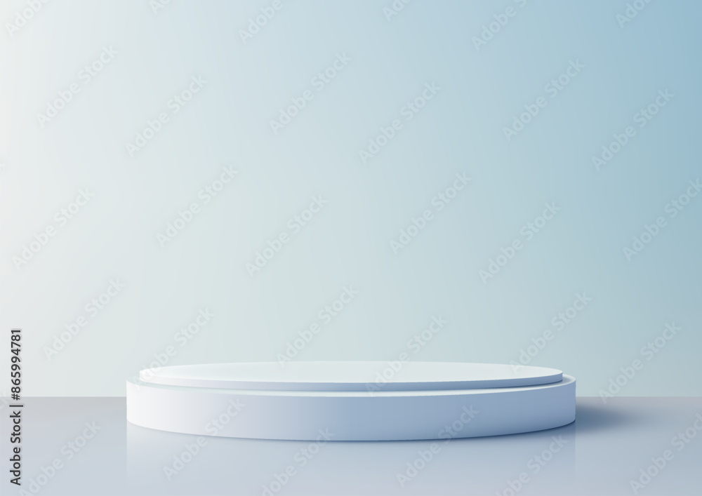 3D White Podium Against Blue Sky Background for Nature Concept Product Display, Mockup,, Showcase