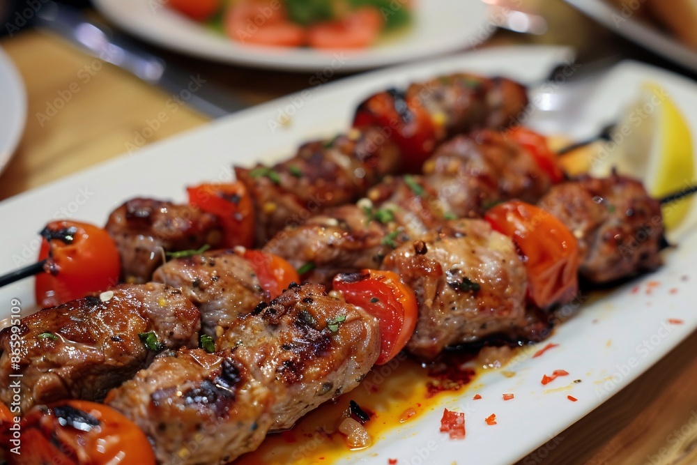 Shish kebab on skewers. Delicious dish. Shish kebab on skewers. Delicious dish.