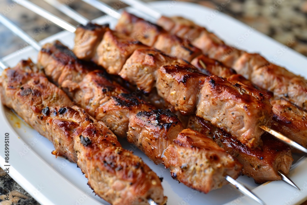 Shish kebab on skewers. Delicious dish. Shish kebab on skewers. Delicious dish.