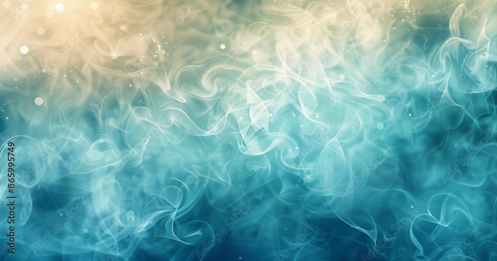 Obraz premium abstract foggy background with swirls. Golden light shine particles Bokeh on blue background, celebration concept 