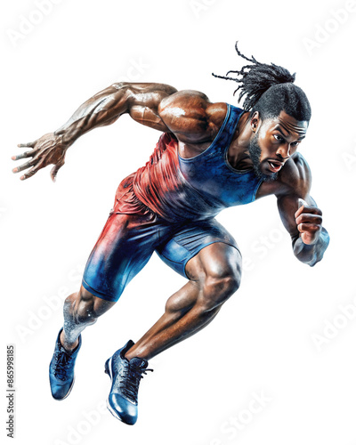 a professional athlete in motion, showcasing the intensity and energy of the sport. Generative AI.  © pinan