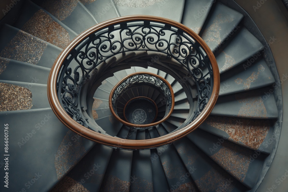 Fototapeta premium Spiral staircase in an old library