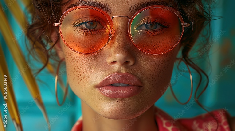 Vibrant Summer Chic: Oversized Sunglasses and Abstract Art Vibrant Summer Chic: Oversized Sunglasses and Abstract Art