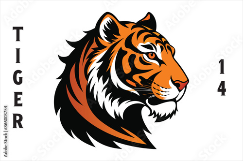 "Majestic Silhouette: Tiger Head Vector Art"