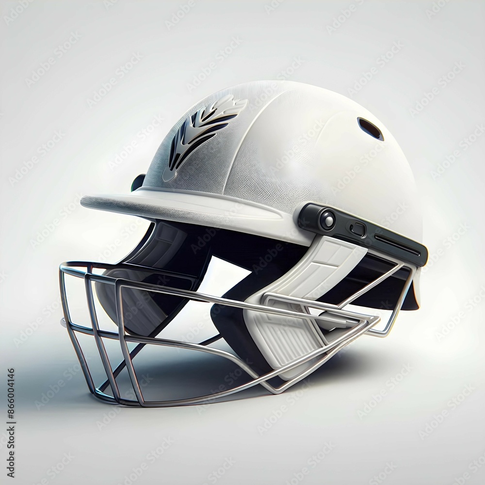 Fototapeta premium Cricket Match Helmet: Essential Sports Equipment for Player Safety and Protection During Matches and Training Sessions in the Game of Cricket.