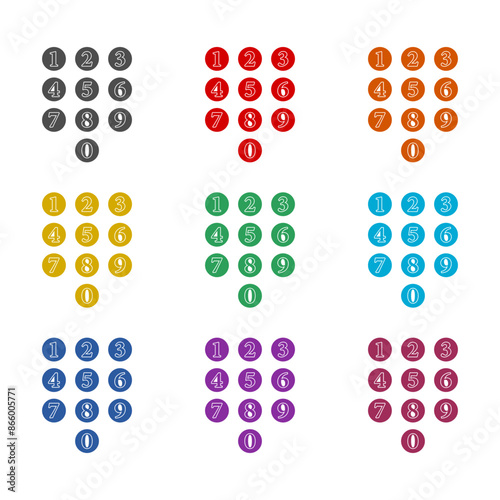 Numbers font icon isolated on white background. Set icons colorful photo