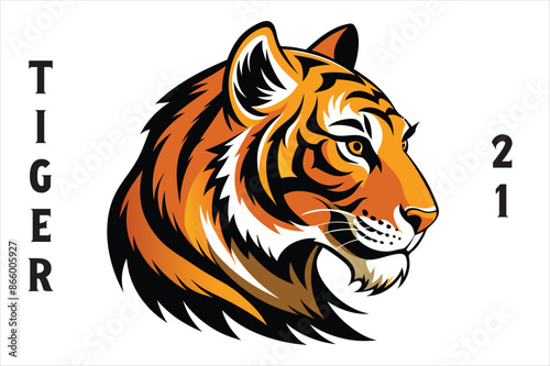"Majestic Silhouette: Tiger Head Vector Art"