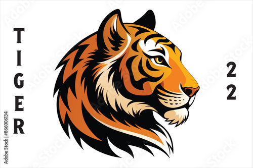 "Majestic Silhouette: Tiger Head Vector Art"