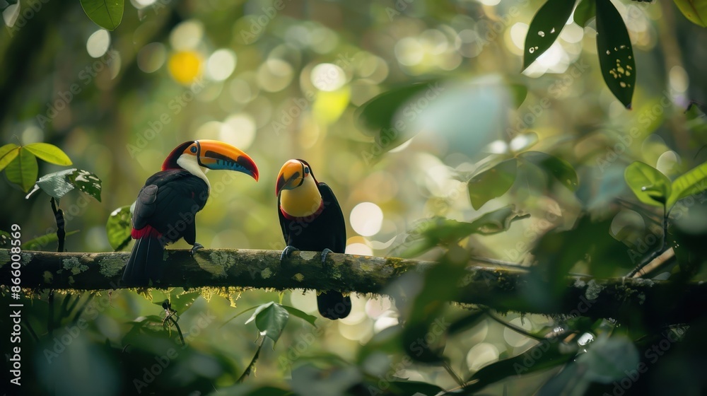 Obraz premium Toucans in a tropical rainforest