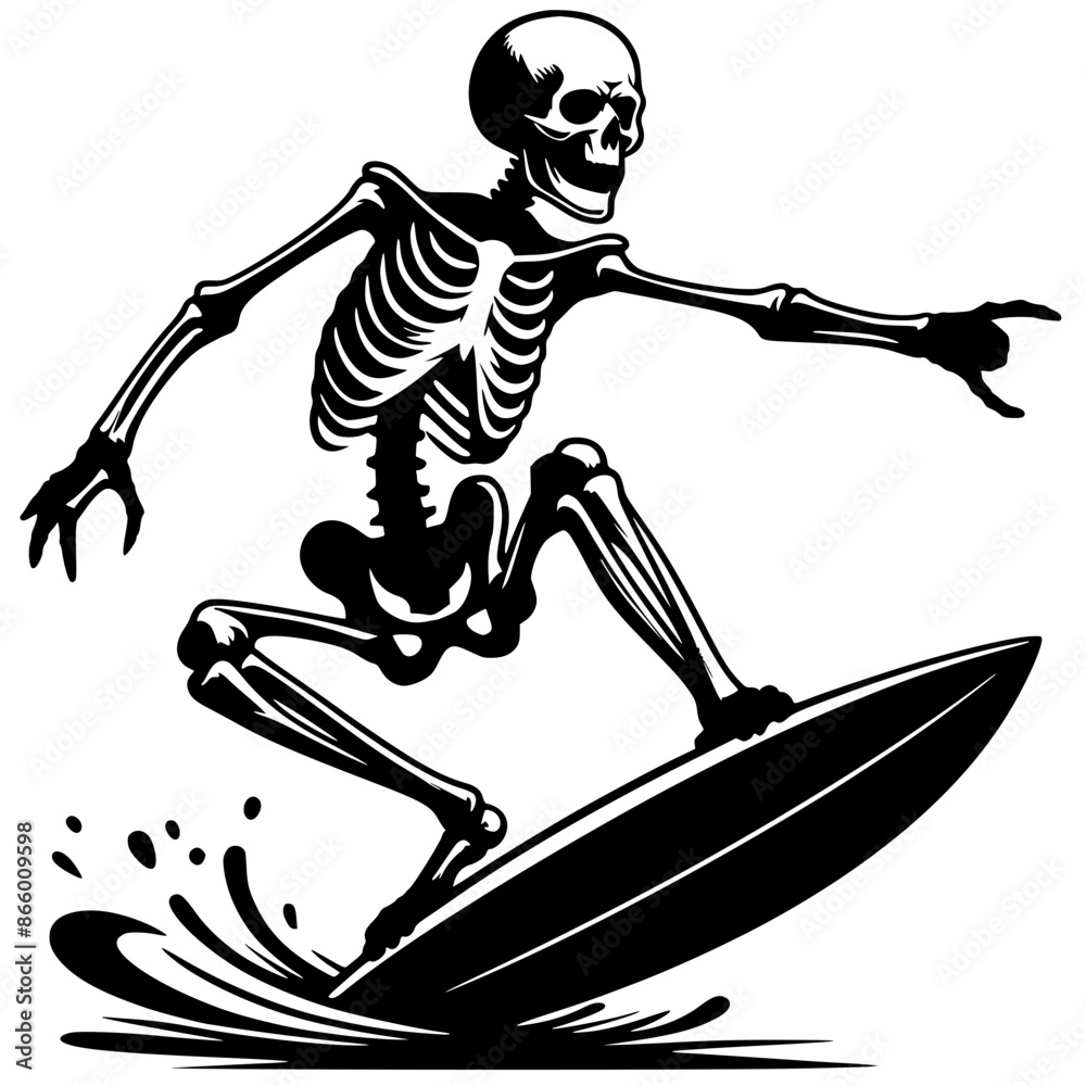 Skeleton silhouette surfing Skeleton silhouette surfing