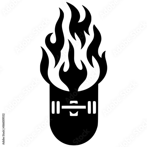 Fiery skateboard silhouette