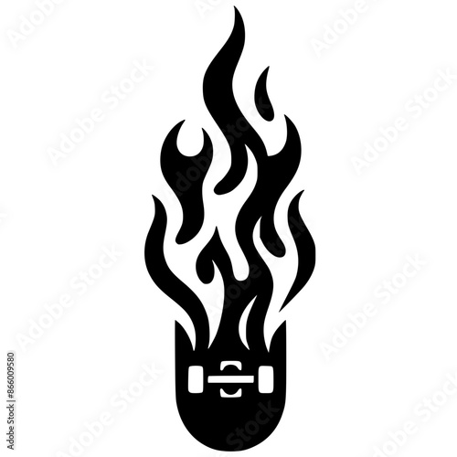 Fiery skateboard silhouette