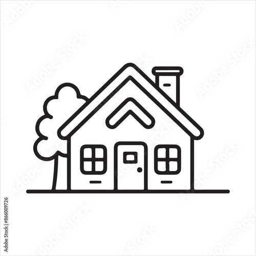 house single Line Icon Vector Design outline
